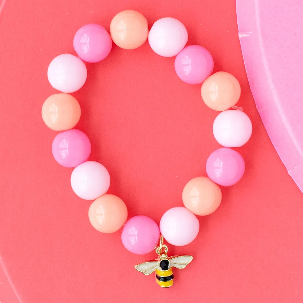 Stretch Beaded Bracelet Bee Charm Children's Jewelry by Rebecca Accessories