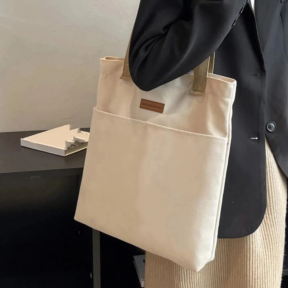 Stylish Convenient Practical Women's Tote Shoulder Handbag Canvas Sewing Thread Large Capacity Bags