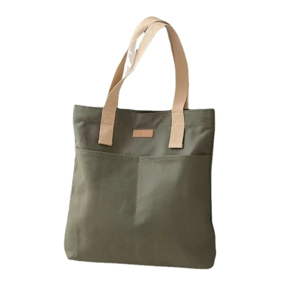 Stylish Convenient Practical Women's Tote Shoulder Handbag Canvas Sewing Thread Large Capacity Bags