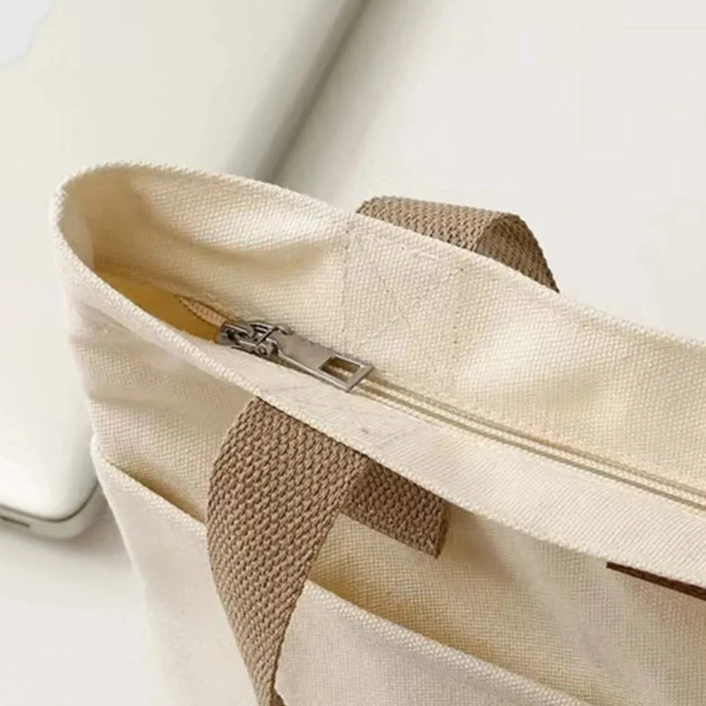Stylish Convenient Practical Women's Tote Shoulder Handbag Canvas Sewing Thread Large Capacity Bags