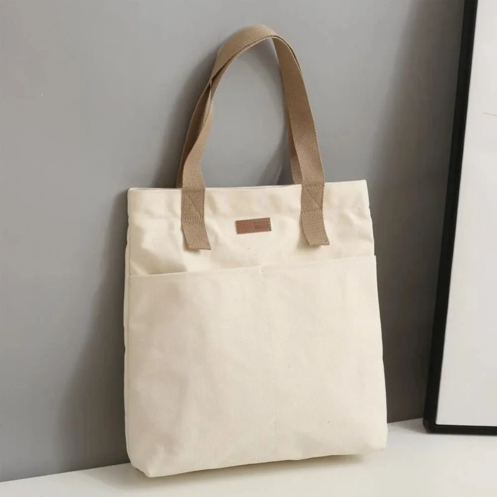 Stylish Convenient Practical Women's Tote Shoulder Handbag Canvas Sewing Thread Large Capacity Bags