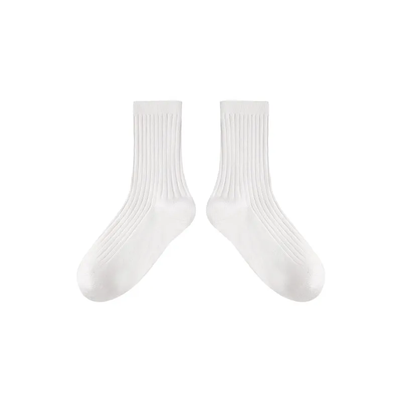 Sweetnana 5-Pack White Solid Color Socks Kids Socks, Casual Comfort Socks, Sweat-Absorbent Cotton Socks.