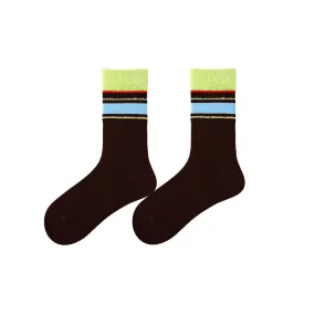 Sweetnana F/W Women's Fashion Crew Socks Casual Aesthetic Plush stitching Socks Warmth Cozy Socks