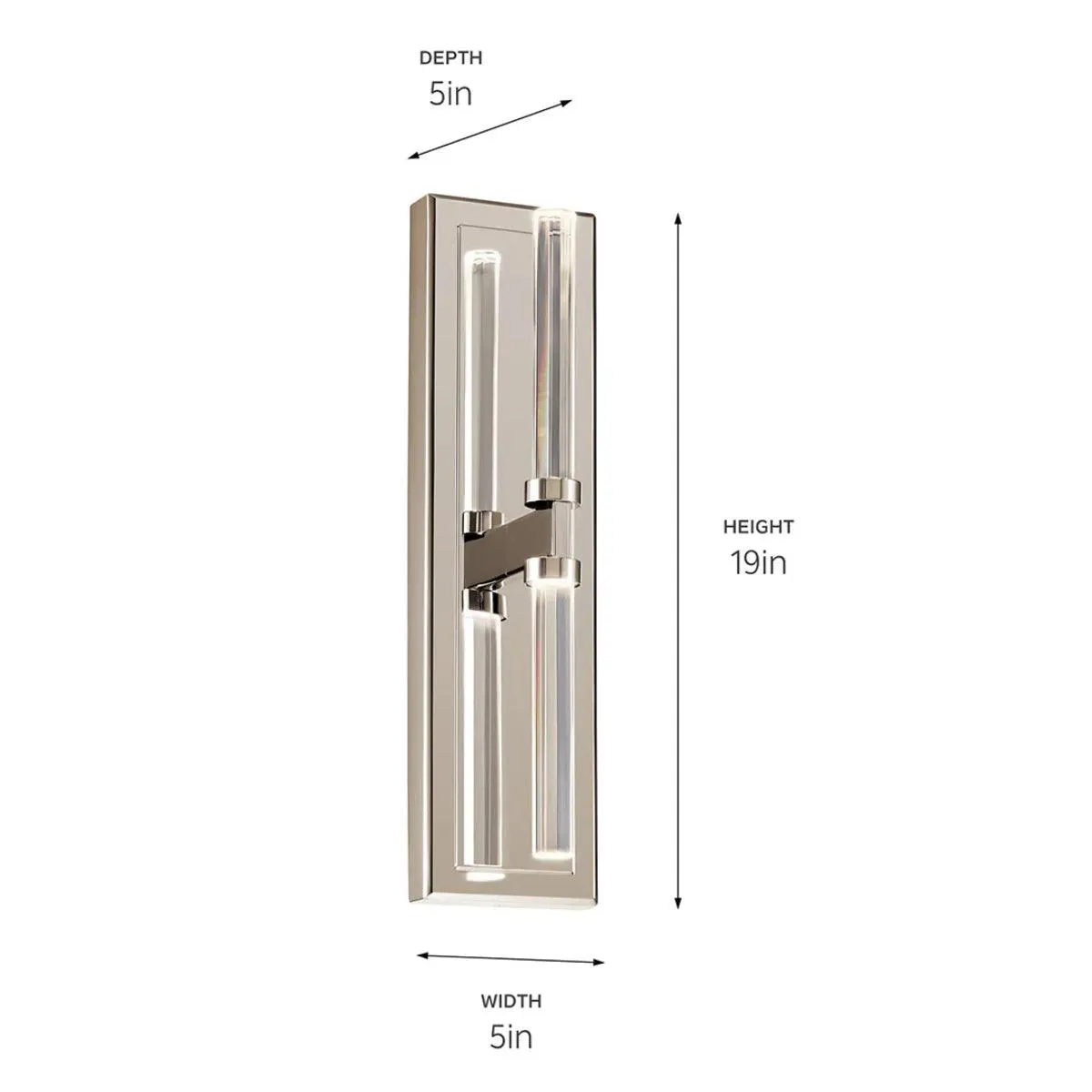 Sycara 19" 2-Lights LED Wall Sconce With Clear Optical Crystal Glass, Polished Nickel Finish