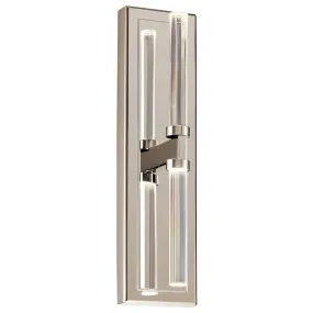 Sycara 19" 2-Lights LED Wall Sconce With Clear Optical Crystal Glass, Polished Nickel Finish