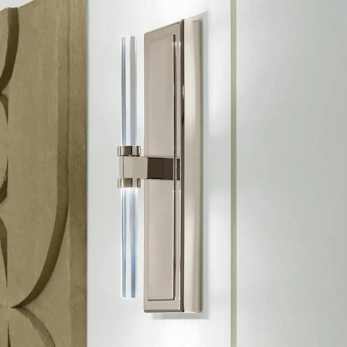 Sycara 19" 2-Lights LED Wall Sconce With Clear Optical Crystal Glass, Polished Nickel Finish