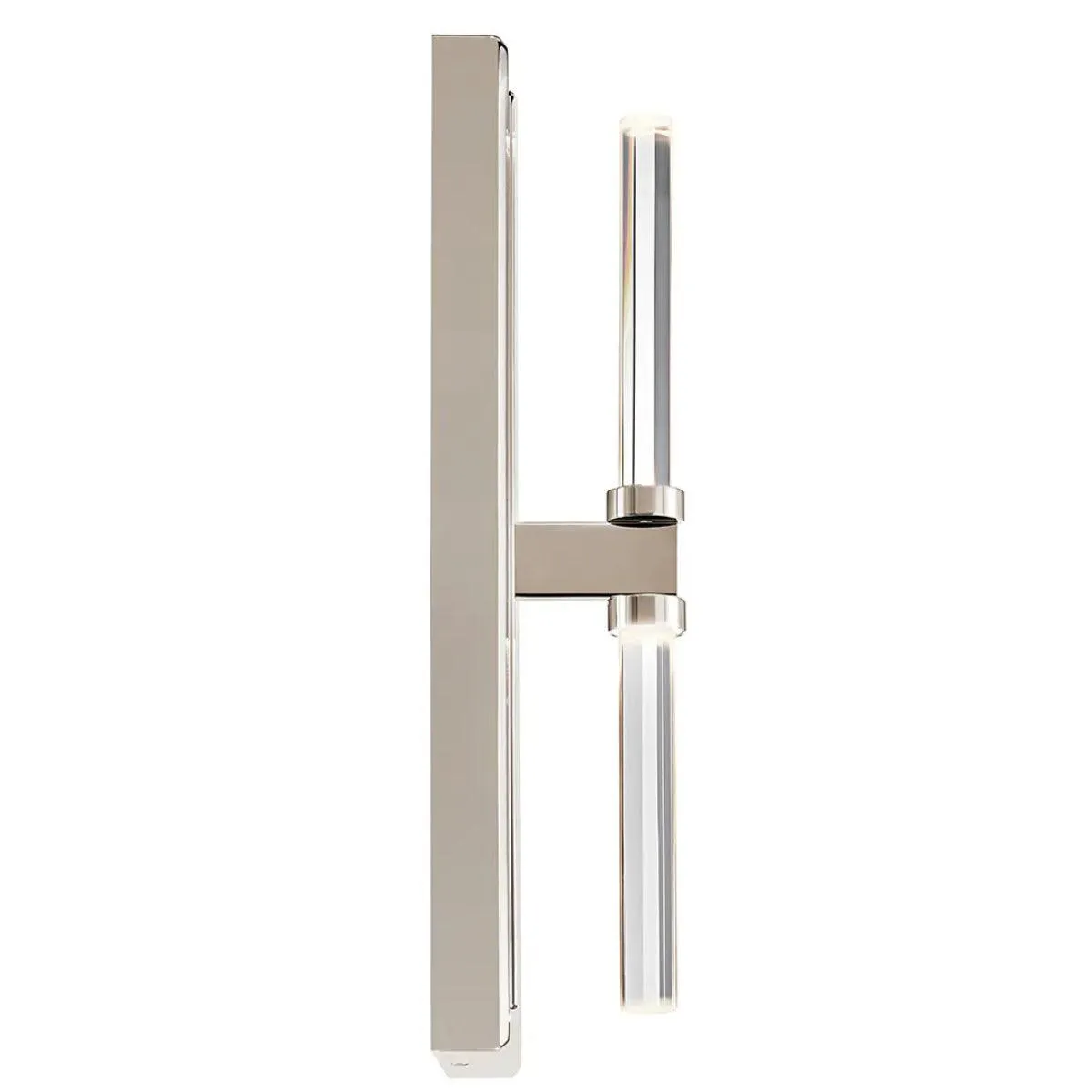 Sycara 19" 2-Lights LED Wall Sconce With Clear Optical Crystal Glass, Polished Nickel Finish
