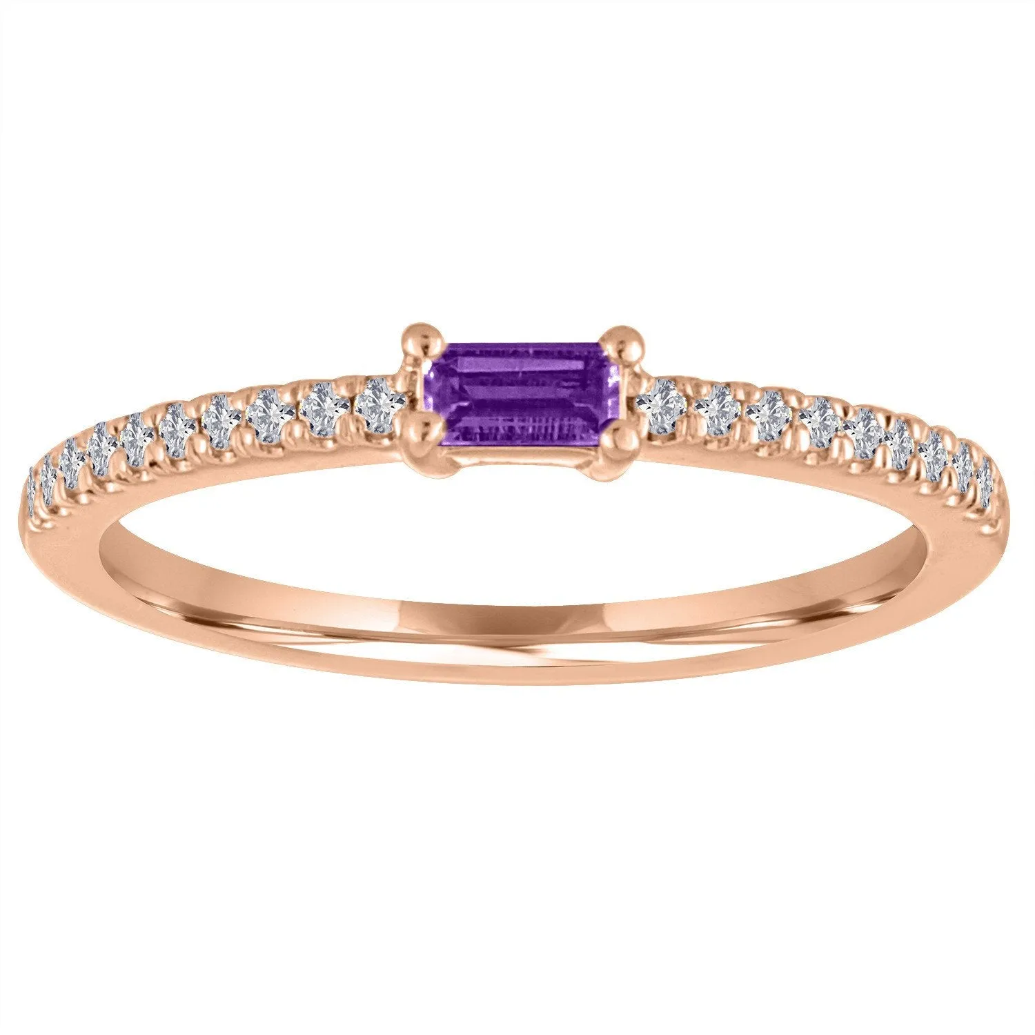 The Julia Birthstone Single Gemstone Baguette Stacking Ring