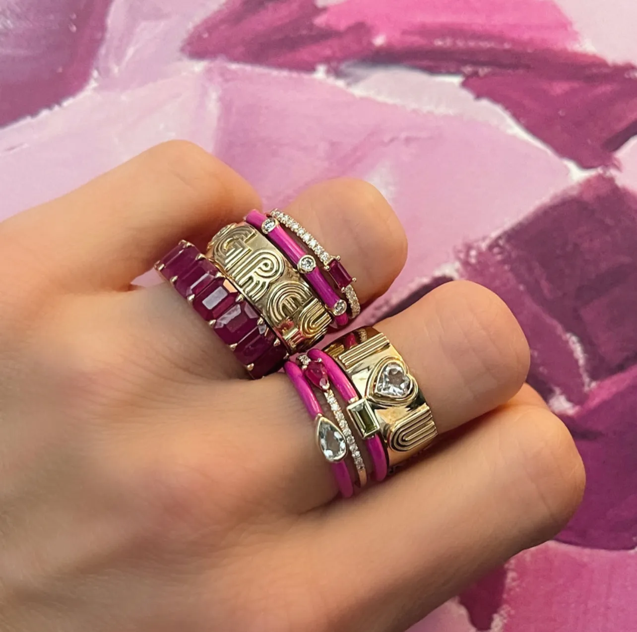 The Julia Birthstone Single Gemstone Baguette Stacking Ring