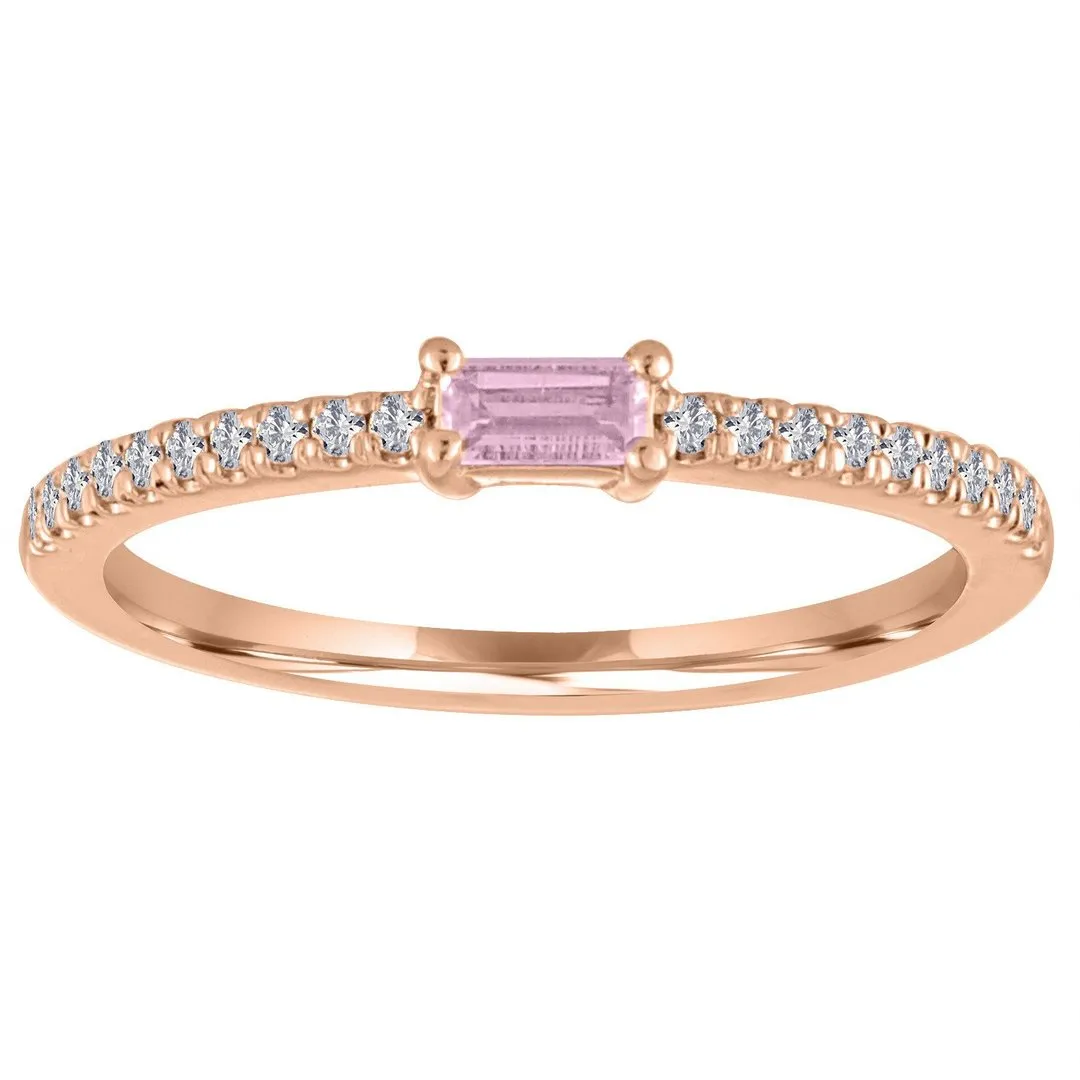 The Julia Birthstone Single Gemstone Baguette Stacking Ring