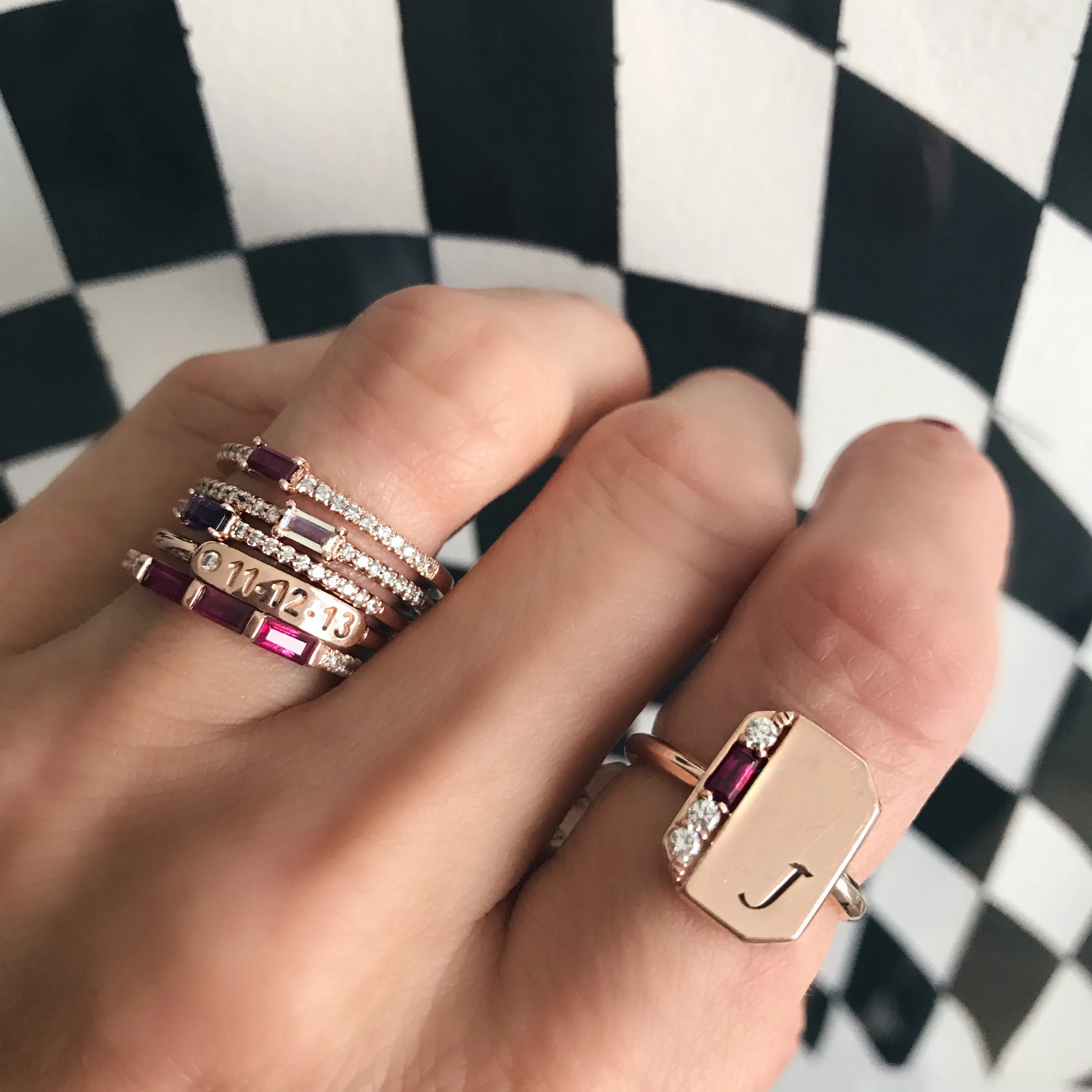 The Julia Birthstone Single Gemstone Baguette Stacking Ring