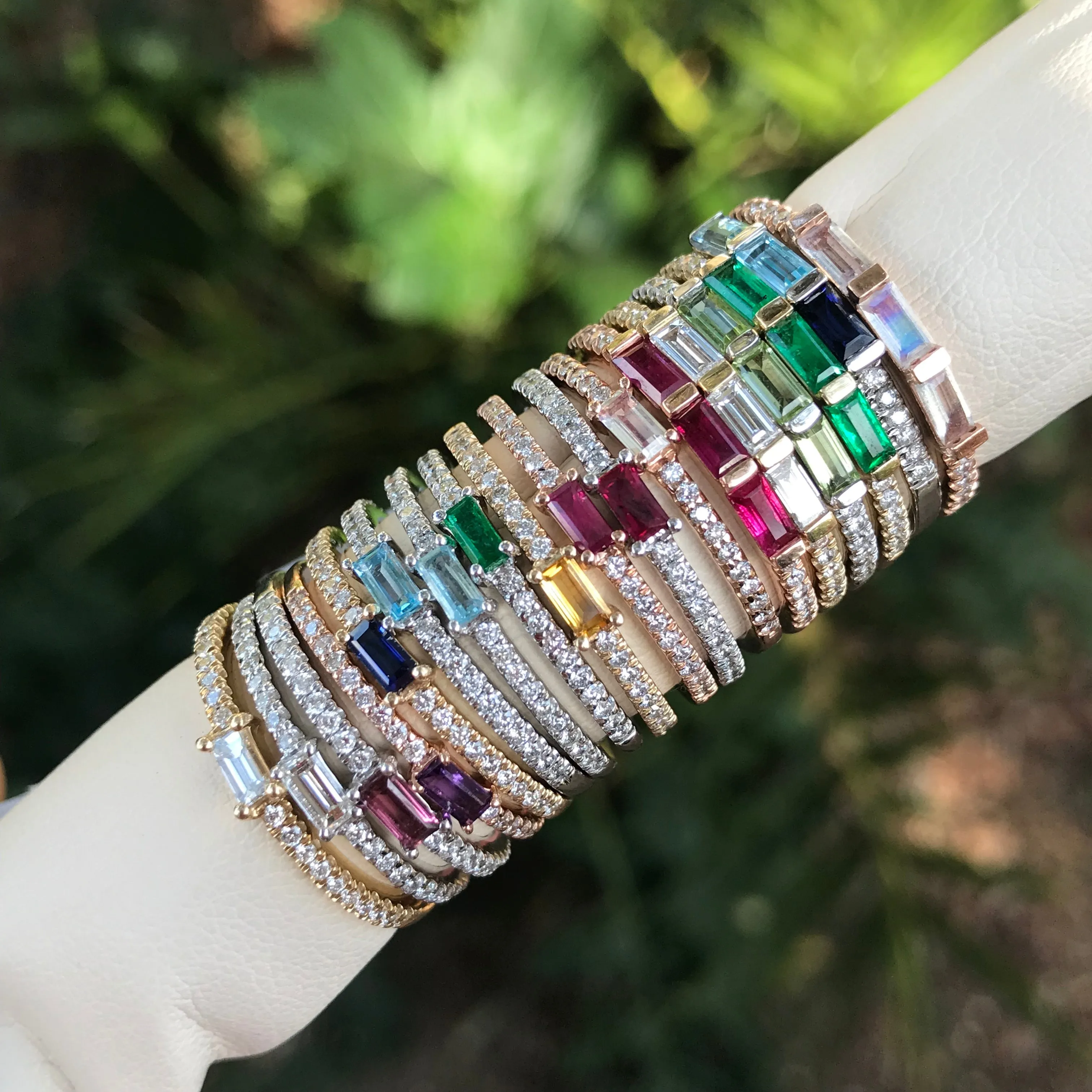 The Julia Birthstone Single Gemstone Baguette Stacking Ring