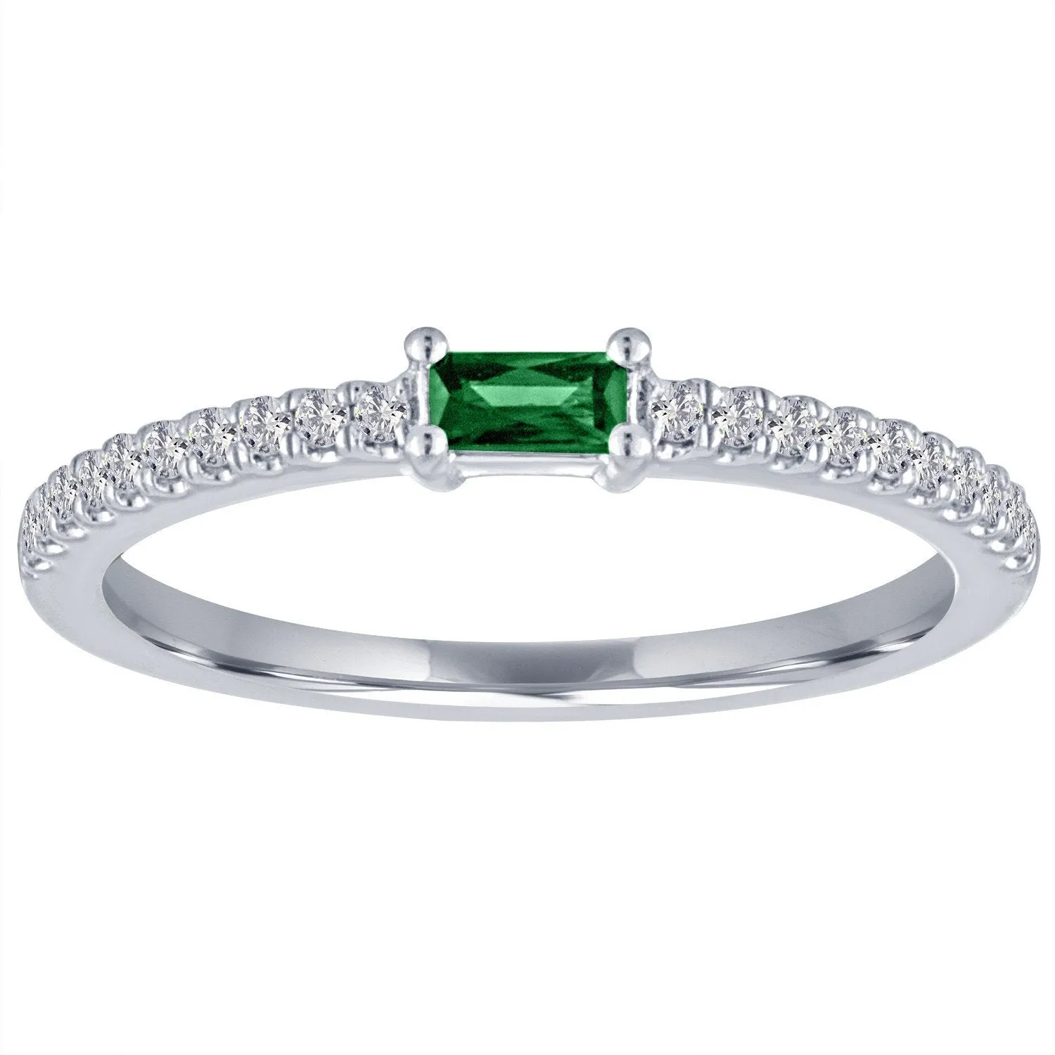 The Julia Birthstone Single Gemstone Baguette Stacking Ring
