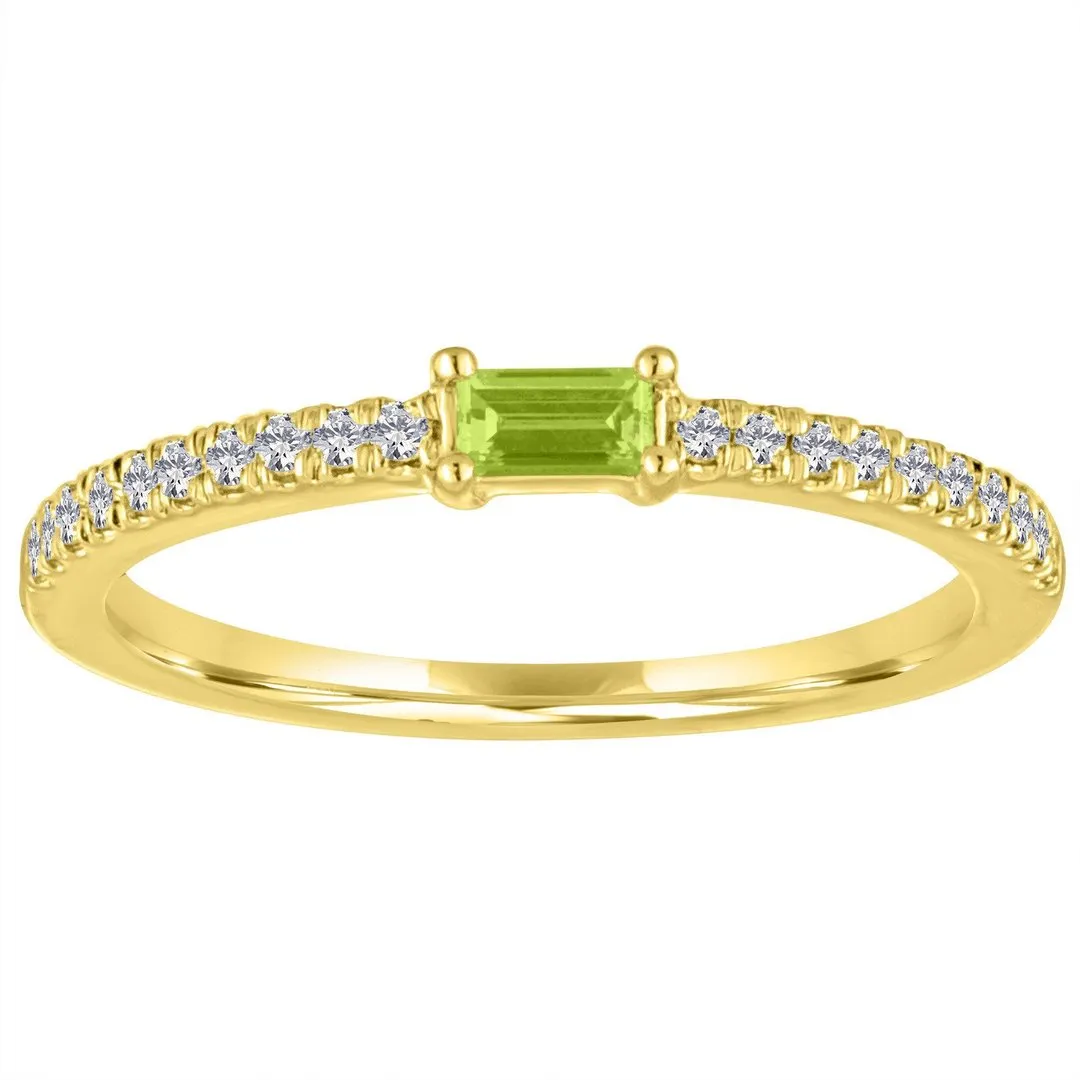 The Julia Birthstone Single Gemstone Baguette Stacking Ring