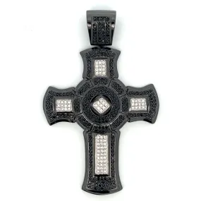 Thick Black & White CZ Iced Out Pendant