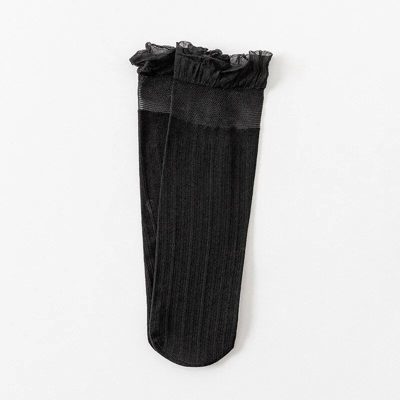 Transparent Lace Silk Patterned Socks