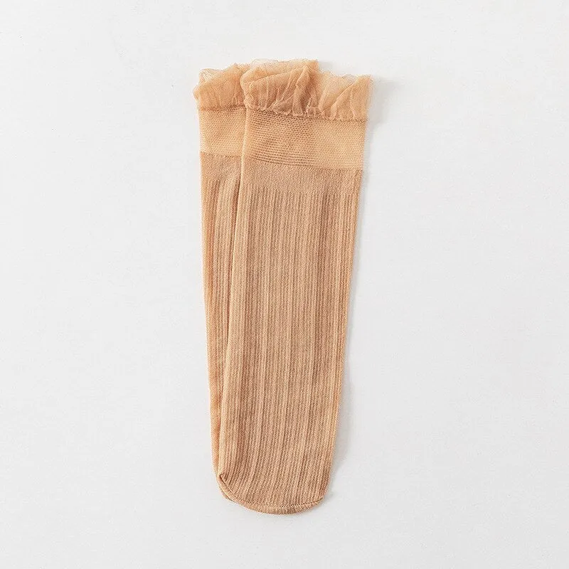 Transparent Lace Silk Patterned Socks