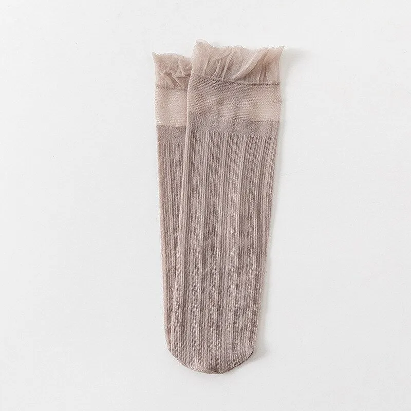 Transparent Lace Silk Patterned Socks