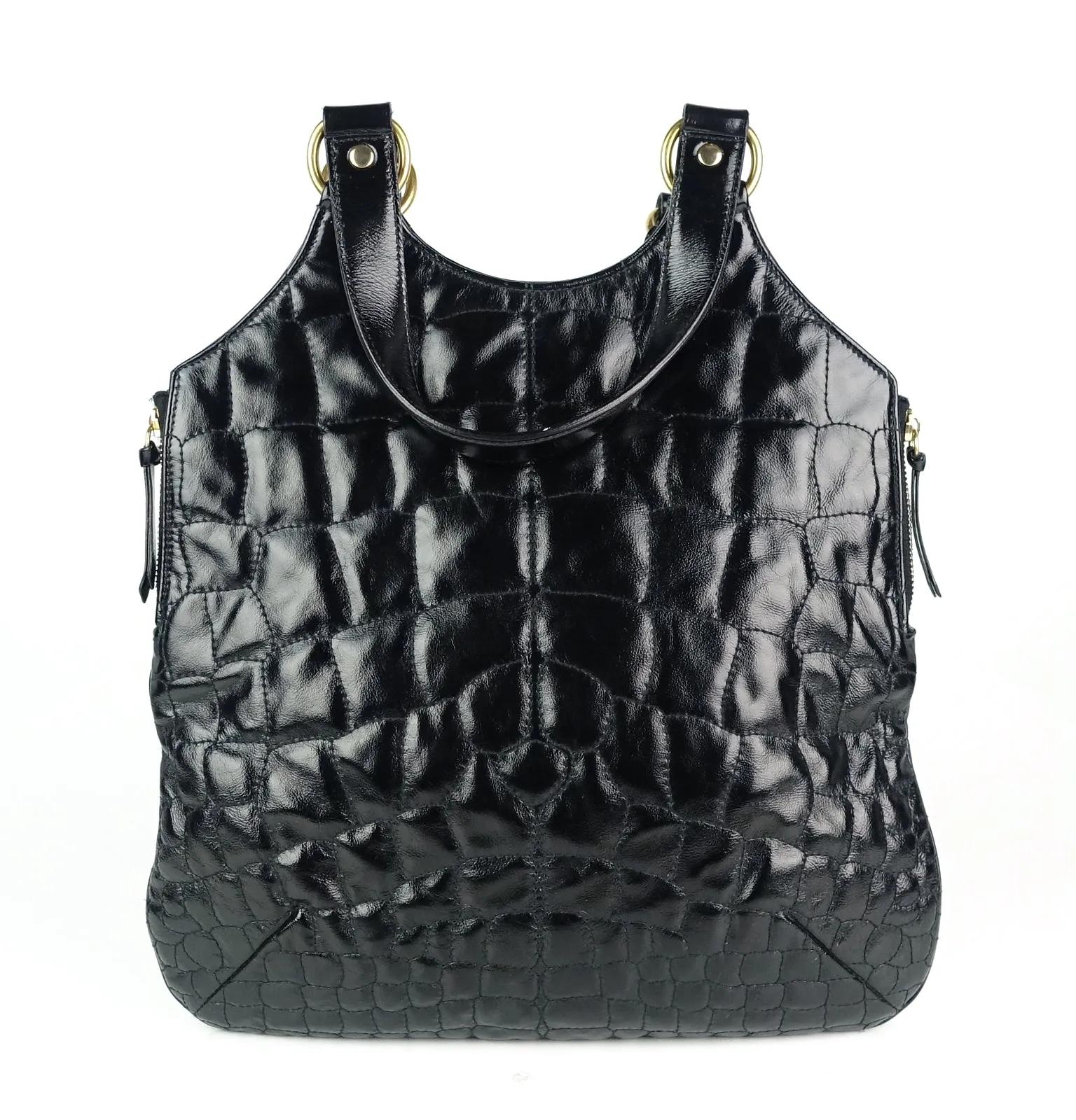 Tribute Crocodile Embossed Leather Tote Bag