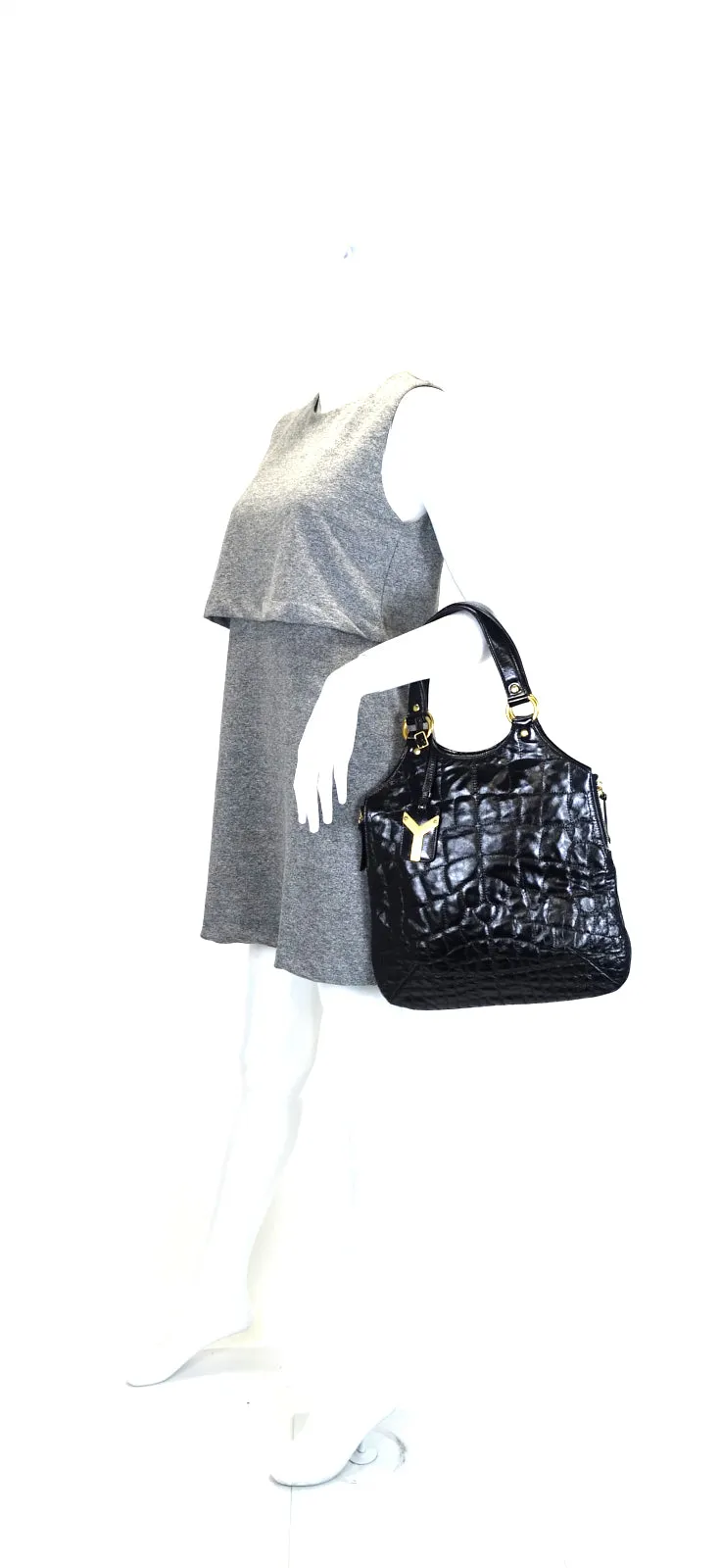 Tribute Crocodile Embossed Leather Tote Bag