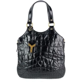 Tribute Crocodile Embossed Leather Tote Bag