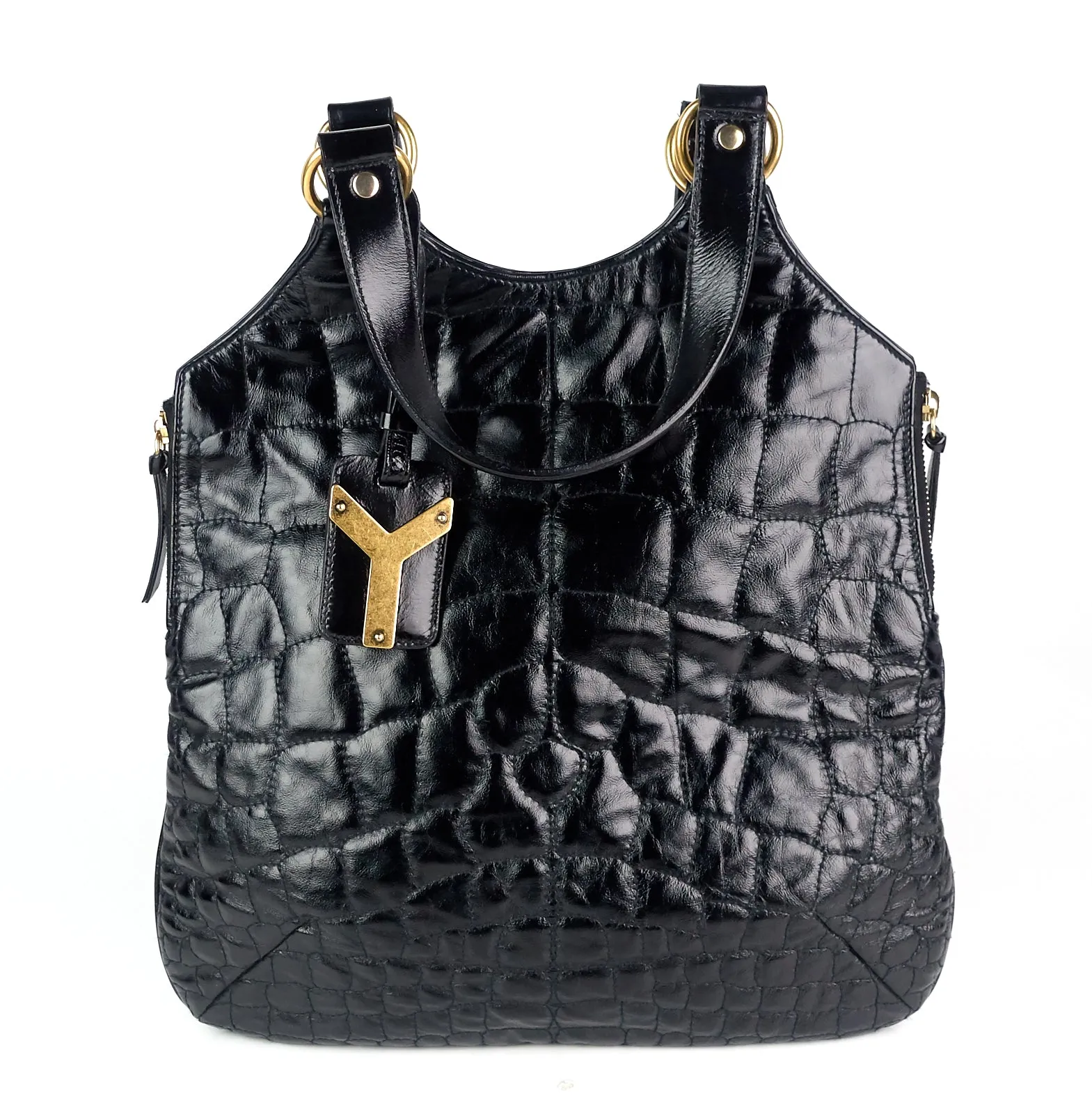 Tribute Crocodile Embossed Leather Tote Bag