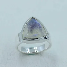 Trillion Shape Moonstone Silver Ring