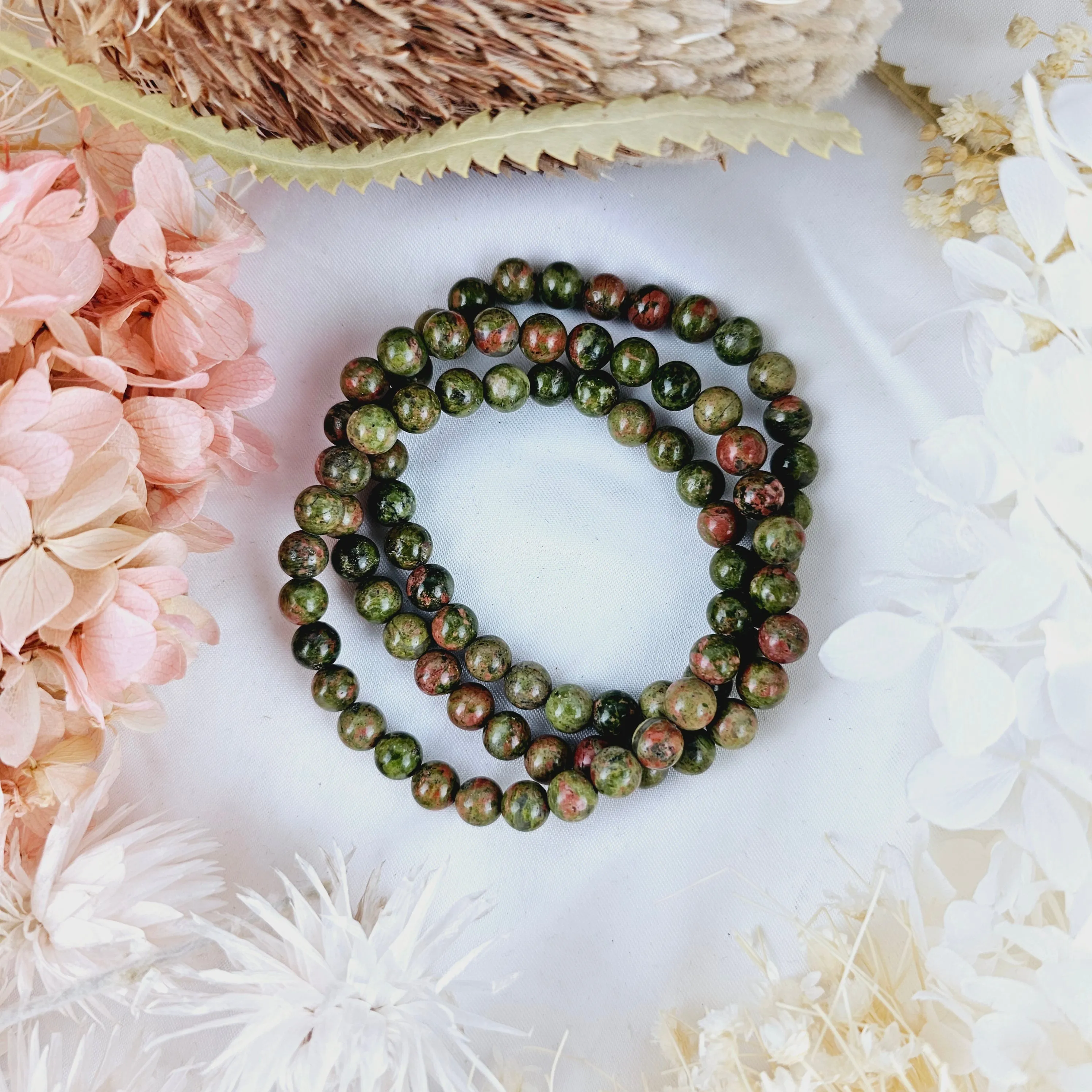 Unakite Jasper Bracelet - 6mm #2