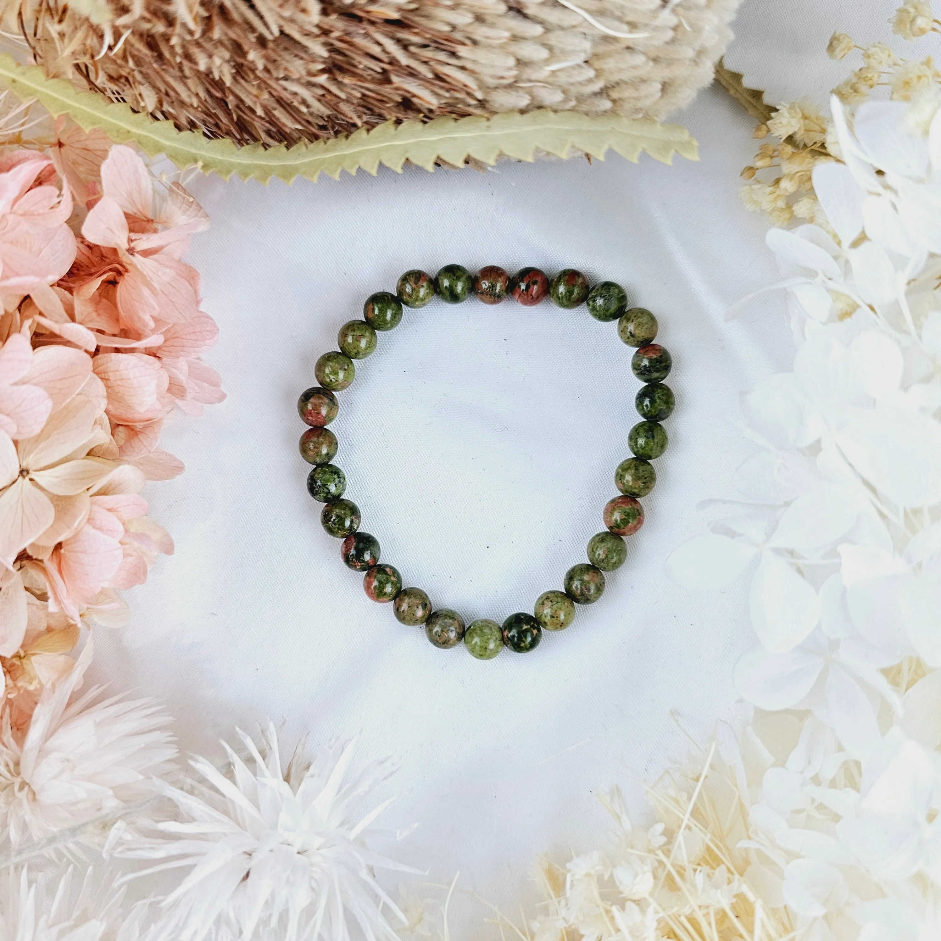Unakite Jasper Bracelet - 6mm #2