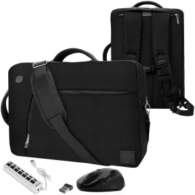 VanGoddy Slate Black Convertible Laptop Bag with USB Hub and Mouse for Razer Blade Stealth 13