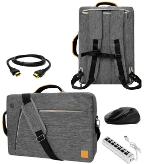 VanGoddy Slate Gray Convertible Laptop Bag with HDMI Cable, USB Hub, Mouse for Razer Blade Stealth 13