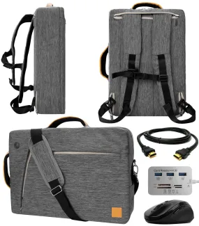 VanGoddy Slate Gray Convertible Laptop Bag with USB Hub, Mouse, HDMI Cable for Apple iPad Pro, iPad 9.7" to 12.9-inch