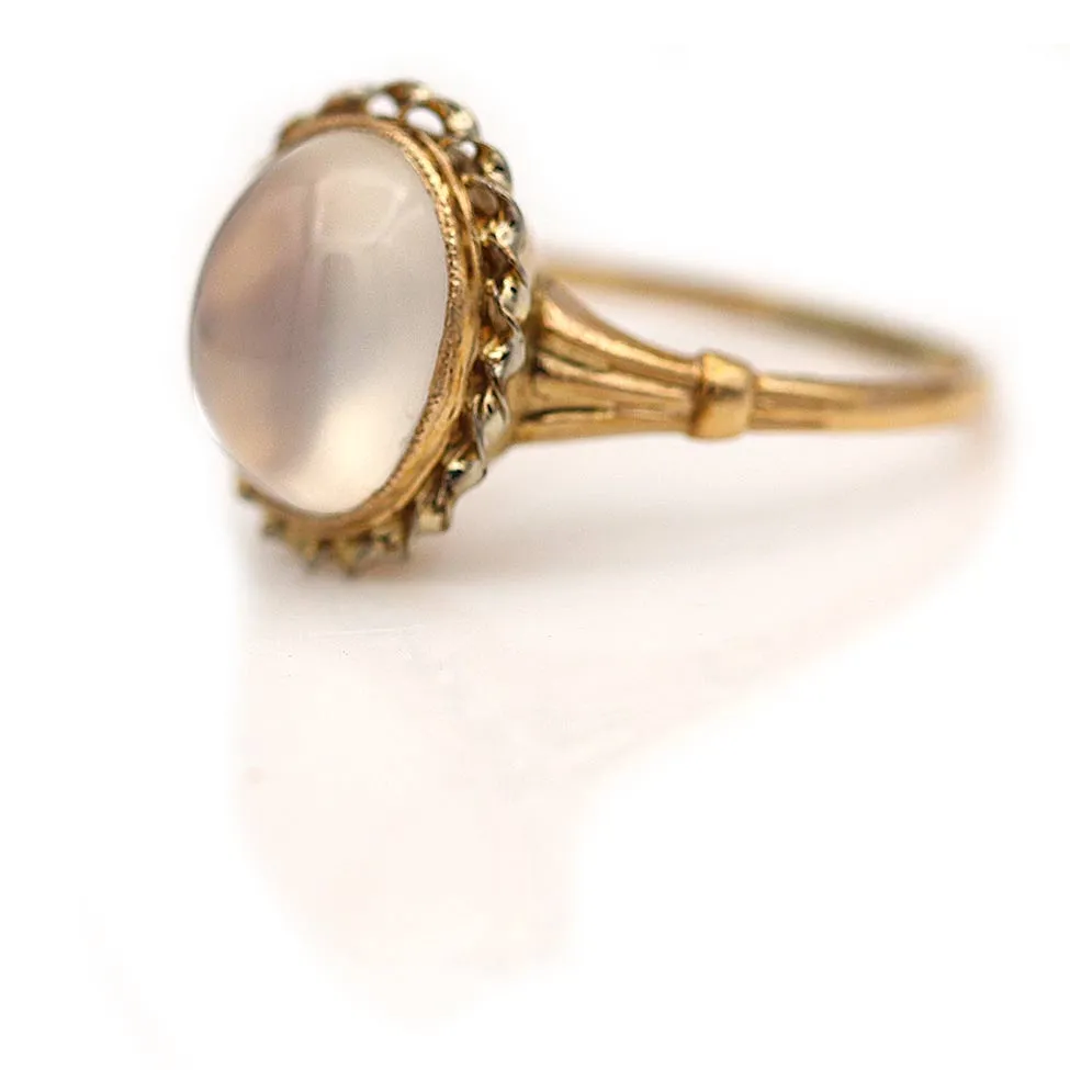 Victorian Bezel Set Moonstone Solitaire Engagement Ring