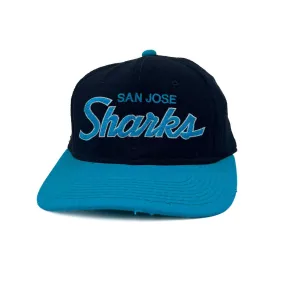 Vintage 90's Sports Specialties NHL SAN JOSE SHARKS Made In Costa Rica Embroidered Ice Hockey Wool Baseball Cap