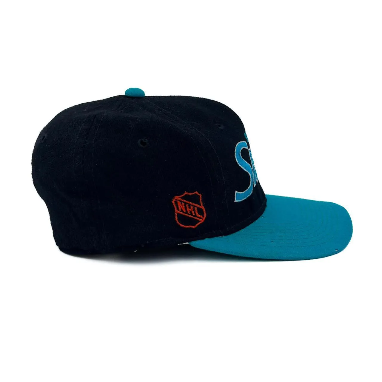 Vintage 90's Sports Specialties NHL SAN JOSE SHARKS Made In Costa Rica Embroidered Ice Hockey Wool Baseball Cap