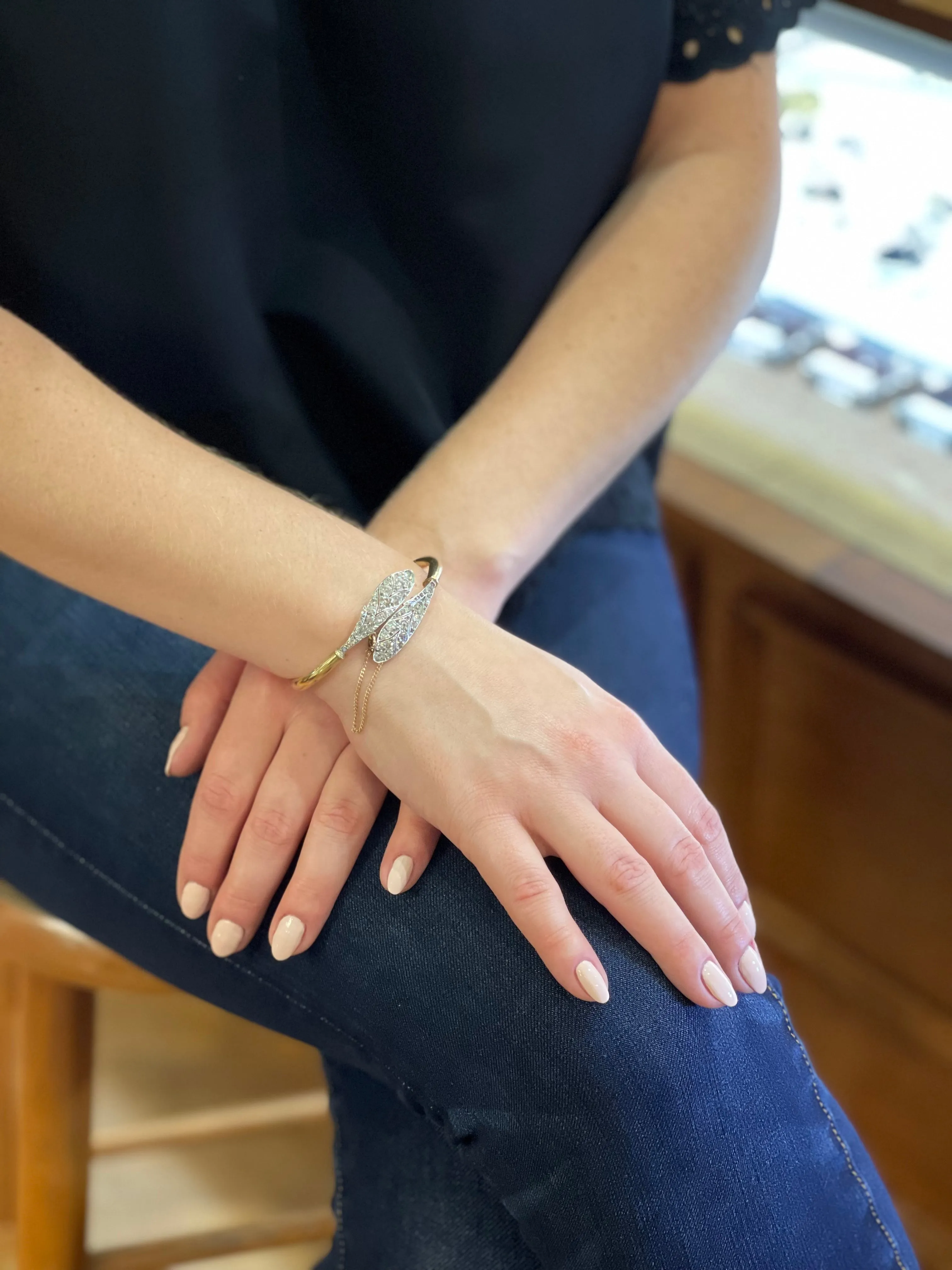 Vintage Diamond Snake Cuff Bracelet