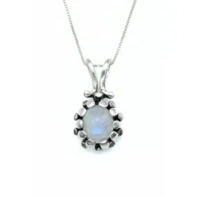 Vintage Moonstone Pendant - Real Rainbow Moonstone Necklace - June Birthstone Necklace