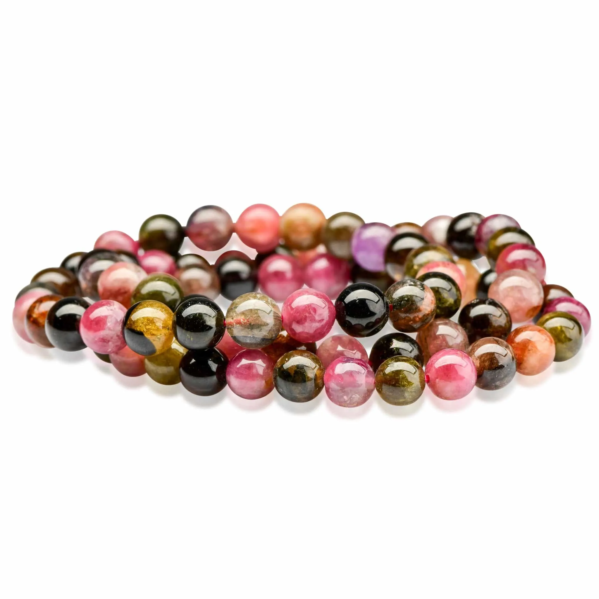 Watermelon Tourmaline Beaded Bracelet