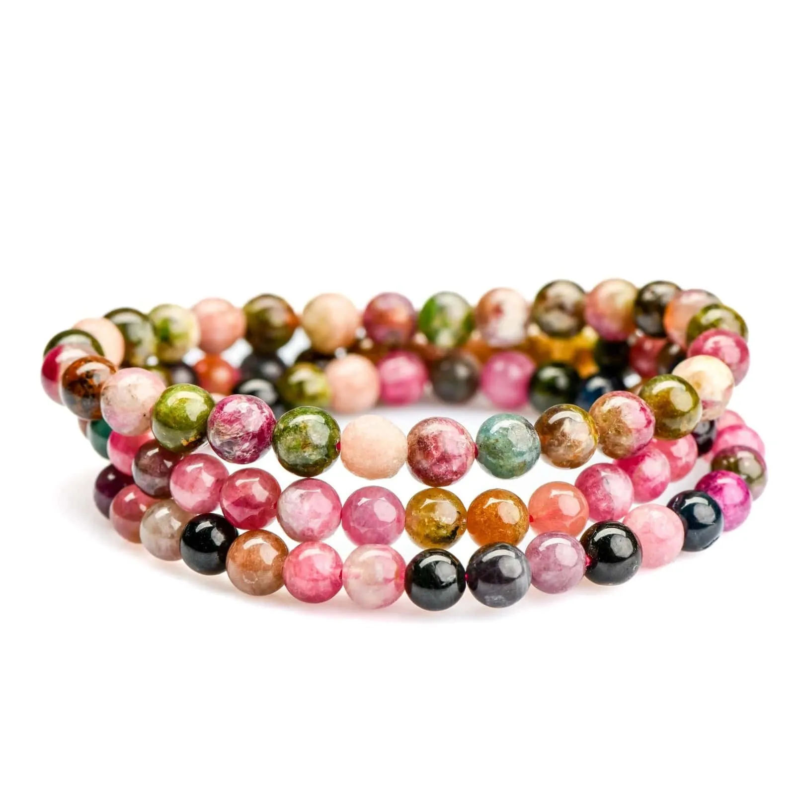 Watermelon Tourmaline Beaded Bracelet