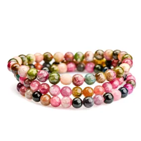 Watermelon Tourmaline Beaded Bracelet