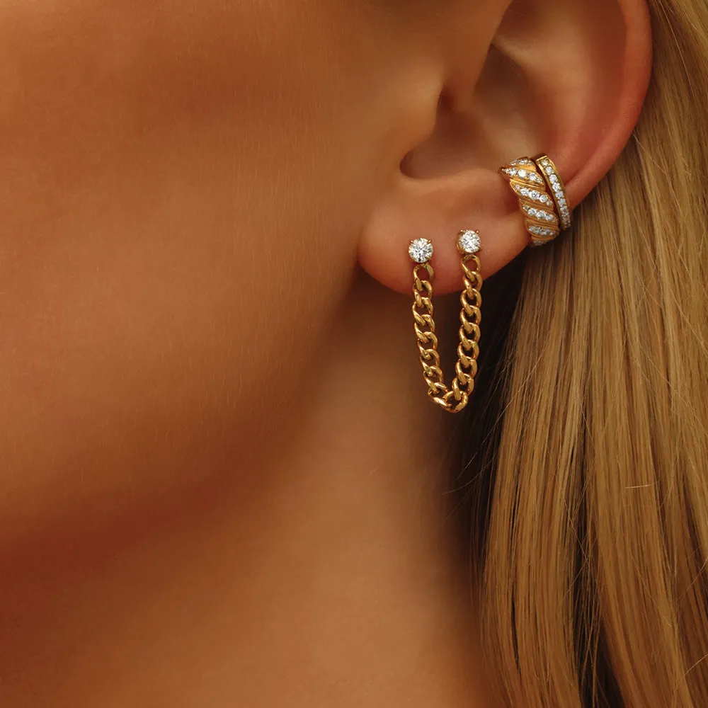 WIDE DIAMOND BRAID EAR CUFF