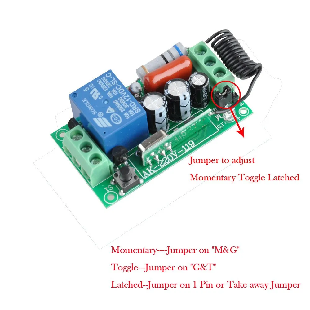 Wireless Remote Control Light Switch 10A Relay Output Radio 220V 1 Channel Receiver Module   50-500M Transmitter