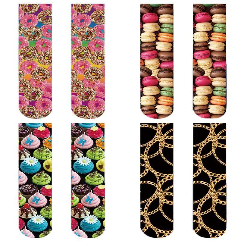Women's Fashion Funny Crazy Food 3D Print Novelty Cute Casual Crew Tube Socks