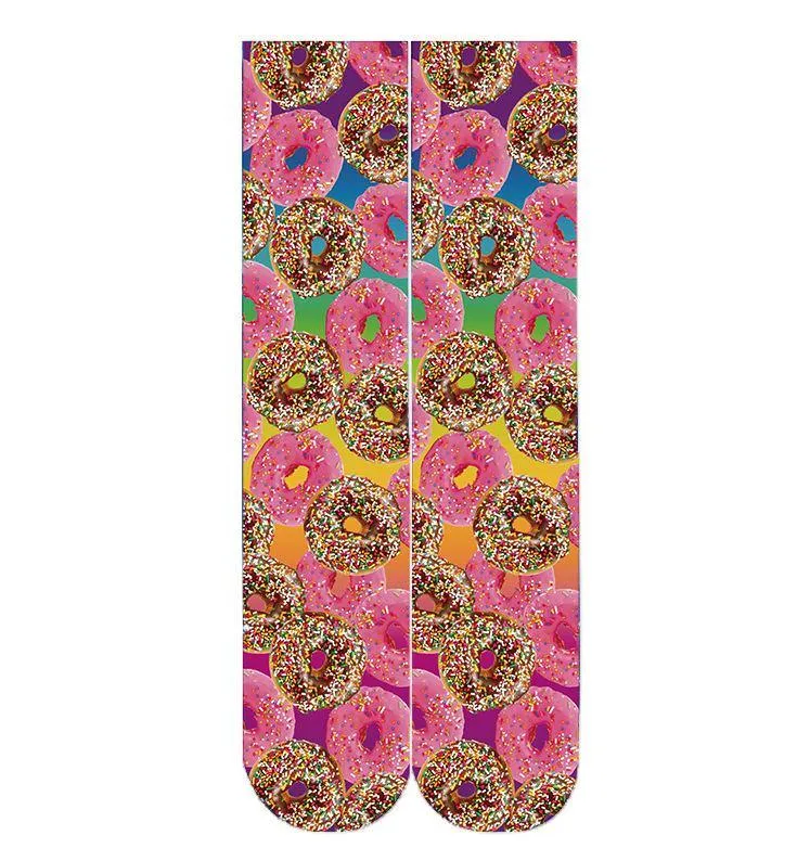 Women's Fashion Funny Crazy Food 3D Print Novelty Cute Casual Crew Tube Socks