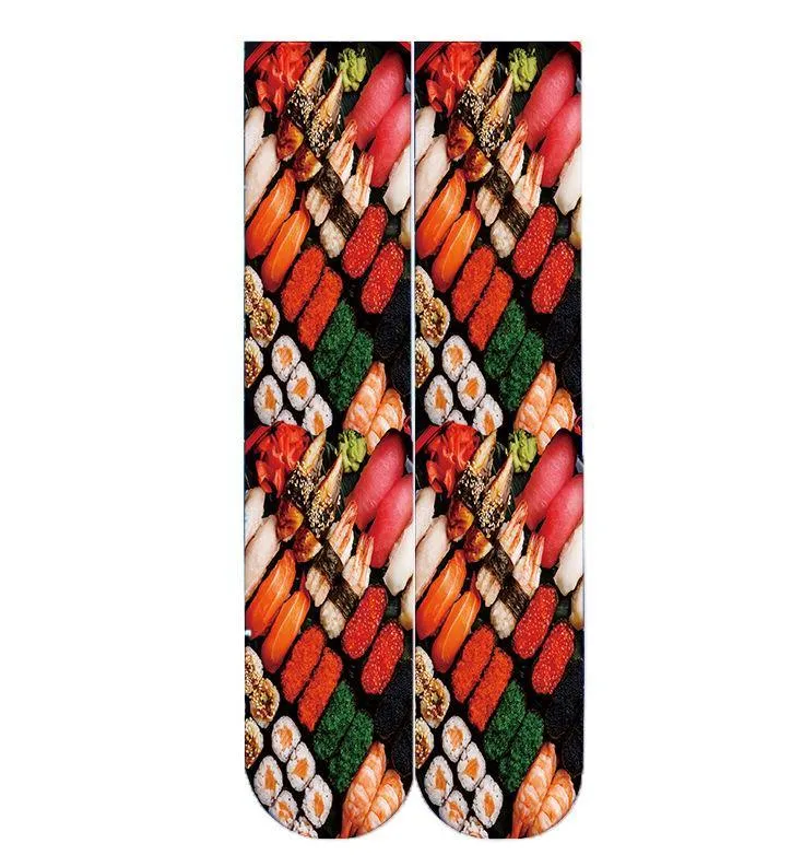 Women's Fashion Funny Crazy Food 3D Print Novelty Cute Casual Crew Tube Socks