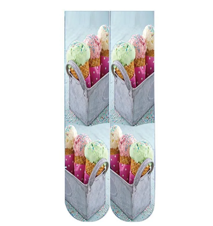 Women's Fashion Funny Crazy Food 3D Print Novelty Cute Casual Crew Tube Socks