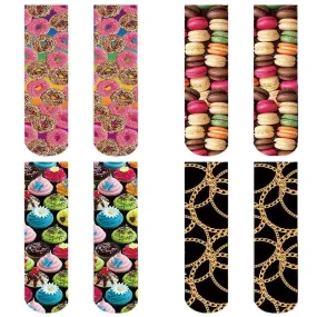 Women's Fashion Funny Crazy Food 3D Print Novelty Cute Casual Crew Tube Socks