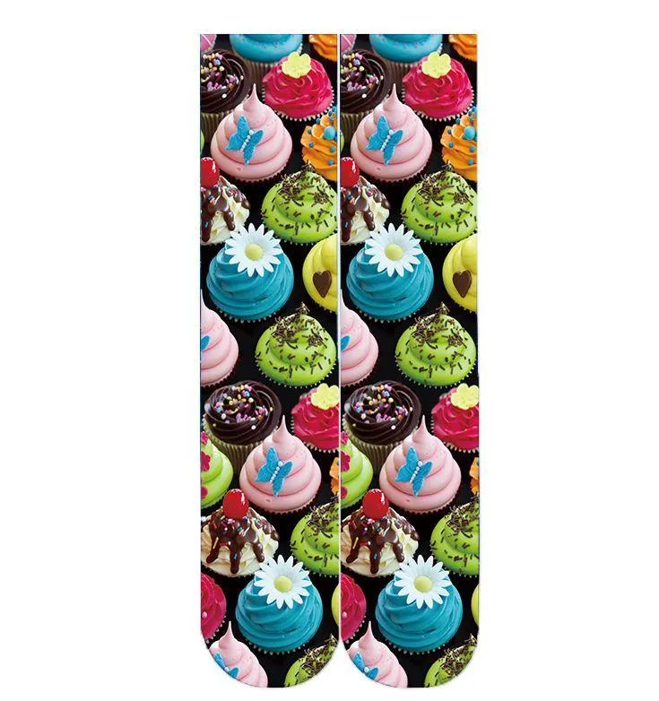 Women's Fashion Funny Crazy Food 3D Print Novelty Cute Casual Crew Tube Socks