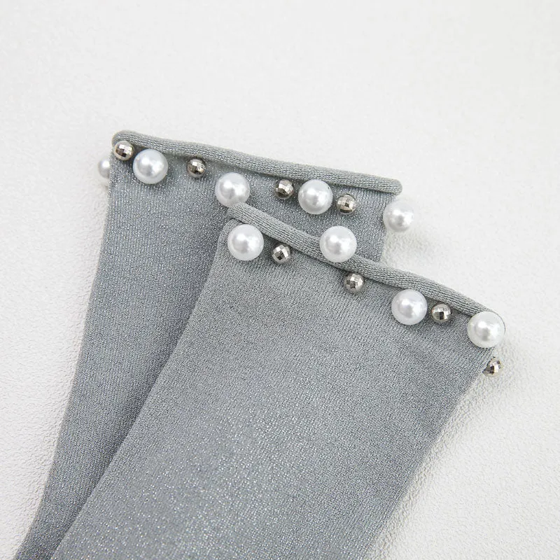 Women's Glitter Socks With Pearl Design